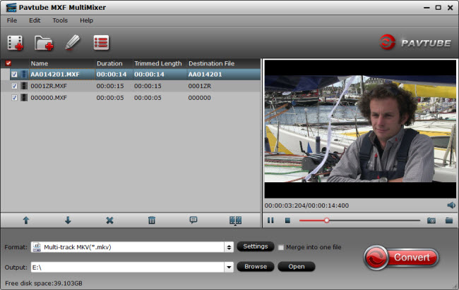 Pavtube MXF MultiMixer screenshot