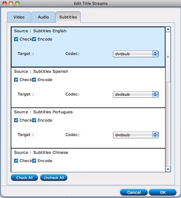 Pavtube ByteCopy- Set audio tracks and subtitles