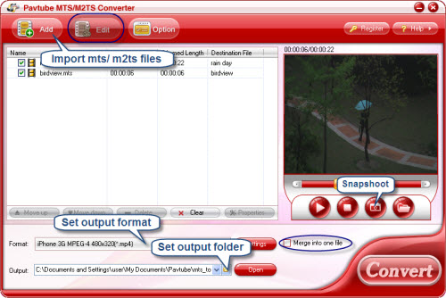 Import MTS/ M2TS files