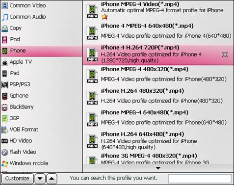 Select iPhone formats