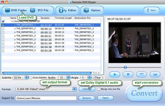 DVD to Apple TV Converter for Mac: DVD, AC3 5.1 surround sound AAC 5.1