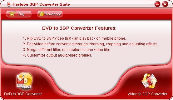 Suite for convert DVD and video to 3GP supported format.