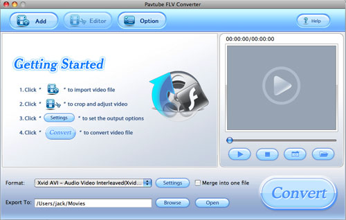 Screenshot of Pavtube FLV Converter for Mac