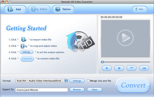 Screenshot of Pavtube HD Video Converter for Mac