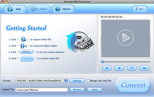 Screenshot of Pavtube MKV Converter for Mac