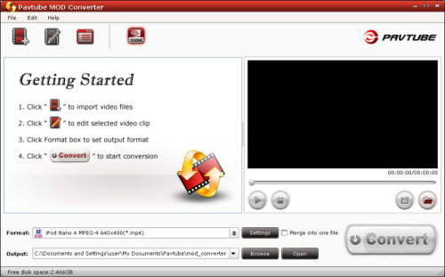 Pavtube MOD Converter screenshot