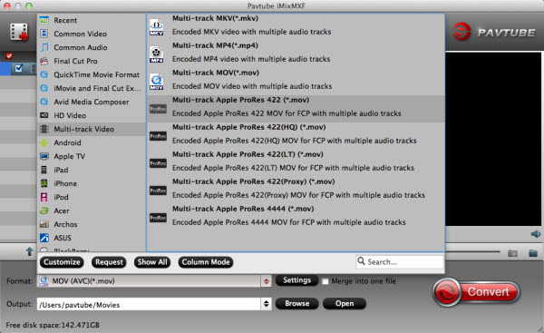 imixmxf output format