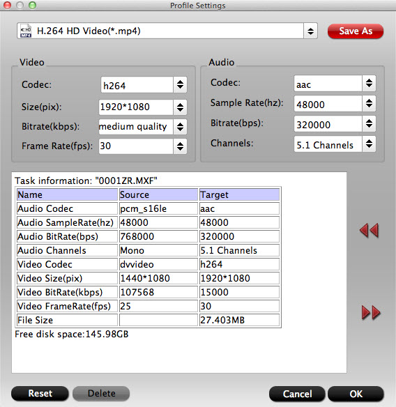 imixmxf profile settings