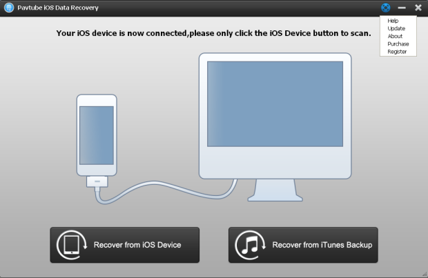 ios data recovery user interface connected