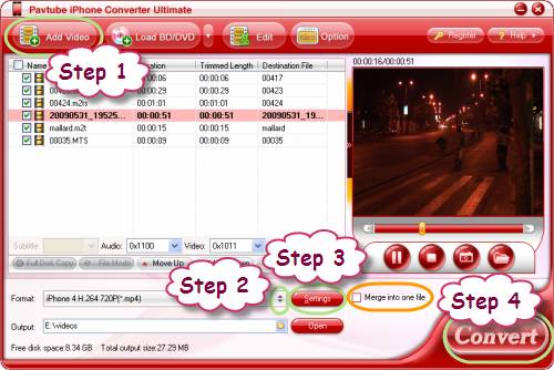 How to copy AVCHD files to iPhone 4 H.264/MPEG-4 format?