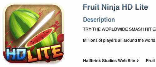 Fruit Ninja HD, Apps