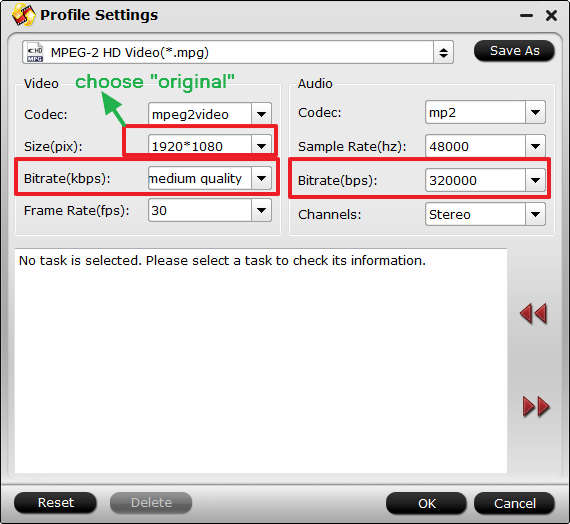 mpeg setting